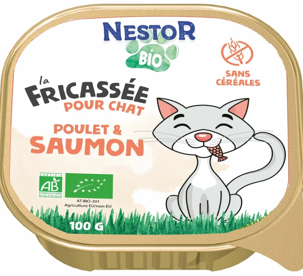 NESTOR BIO - Pâtées sans céréales bio au saumon pour chat 100g