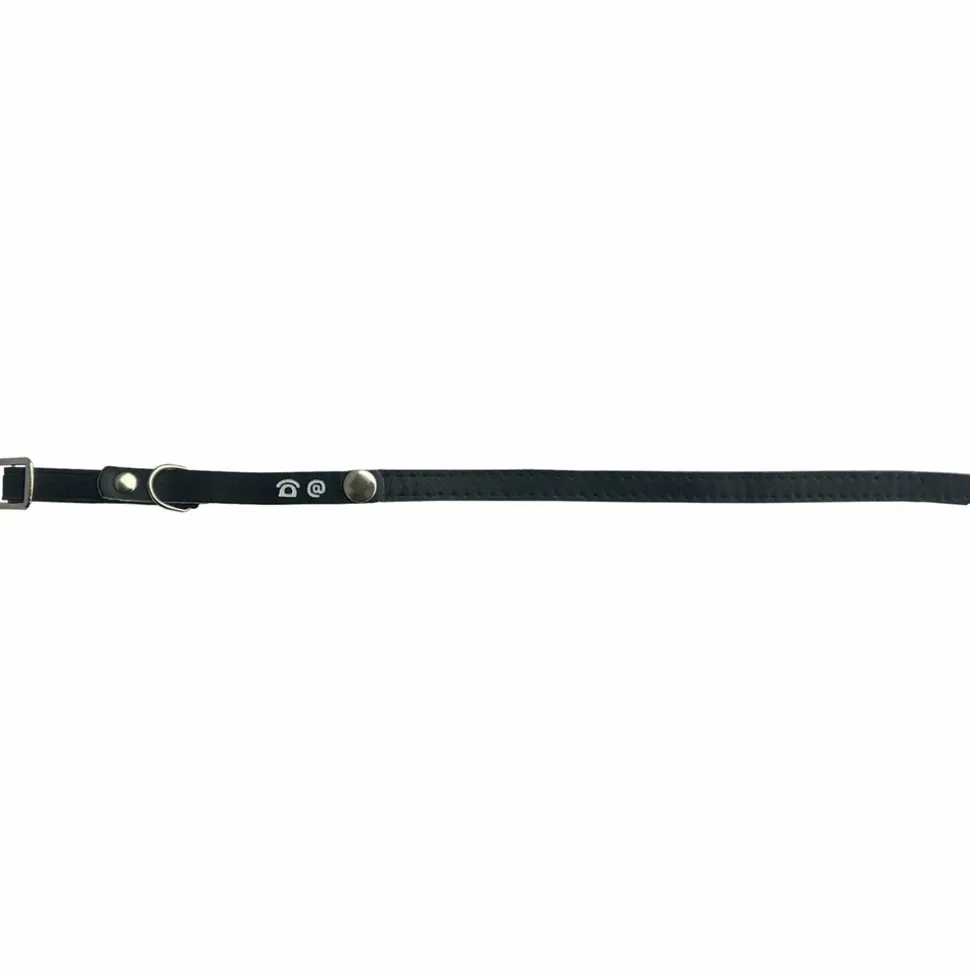 OH MY CAT - Collier en cuir porte adresse chat : noir