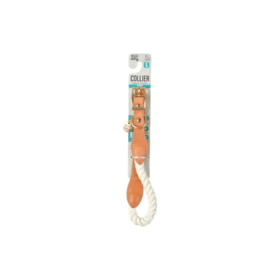 PARIS PRIX - Collier pour chien réglable "city" 43cm écru