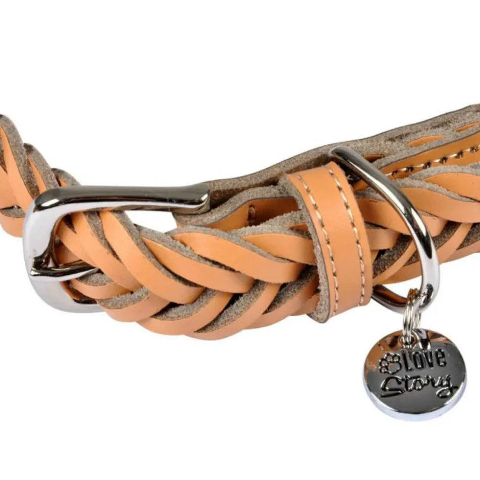 PARIS PRIX - Collier pour chien réglable "tressé" 30-45cm naturel