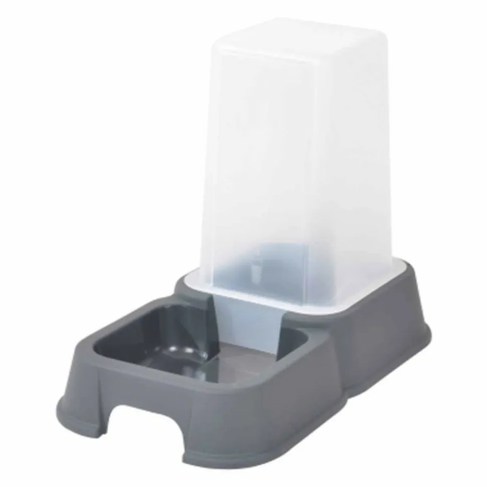 PARIS PRIX - Distributeur d'eau & croquettes "chat" 3,5l gris