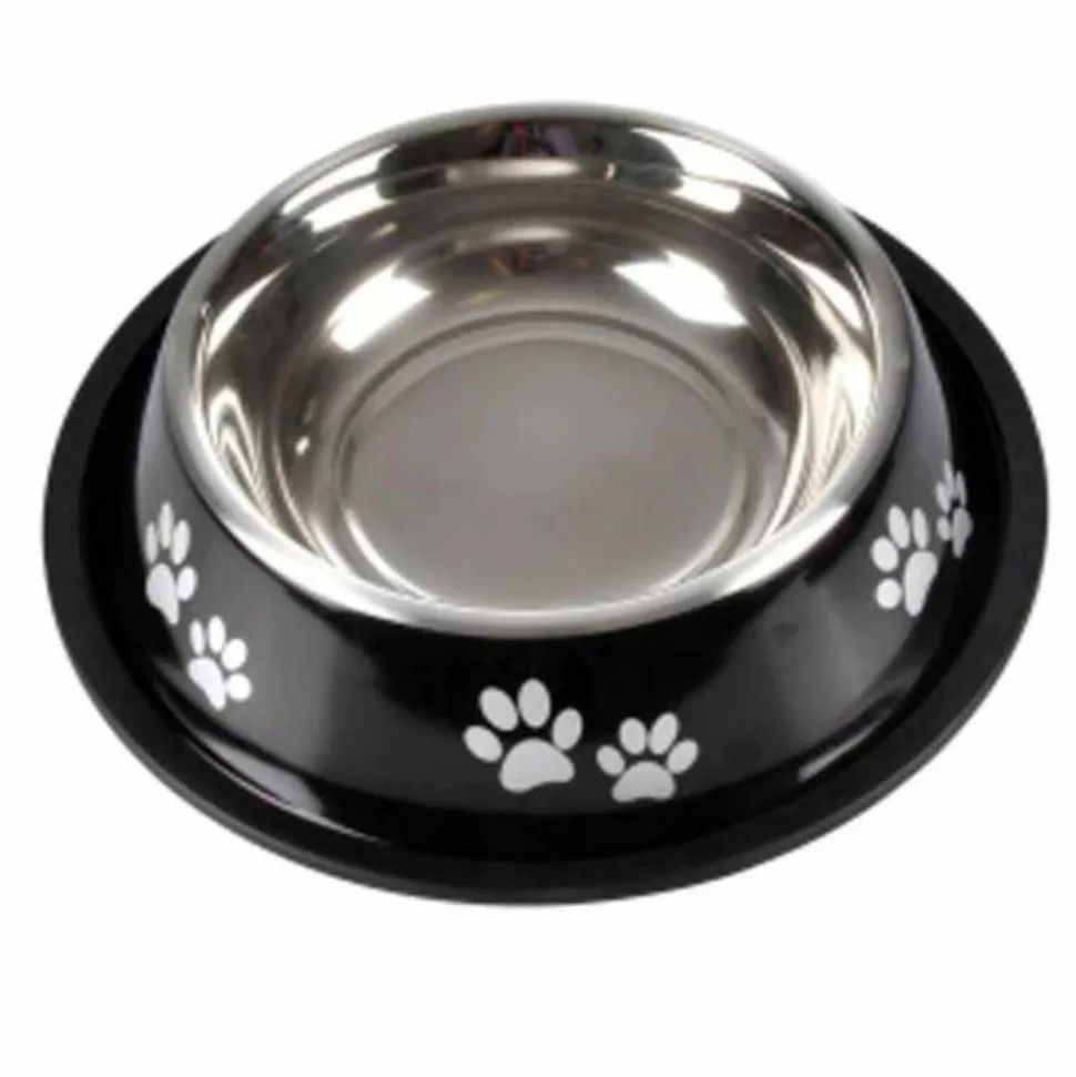 PARIS PRIX - Gamelle antidérapante chien & chat "pattes" 25cm noir