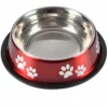 PARIS PRIX - Gamelle antidérapante chien & chat "pattes" 21cm rouge