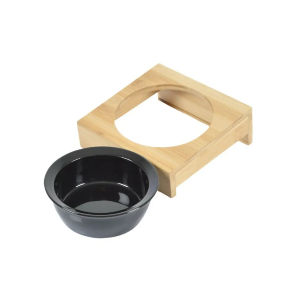 PARIS PRIX - Gamelle en céramique "support bambou" 14cm noir