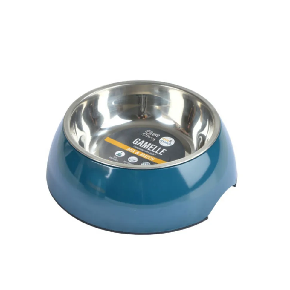 PARIS PRIX - Gamelle pour chien & chat "bol inox" 17cm emeraude