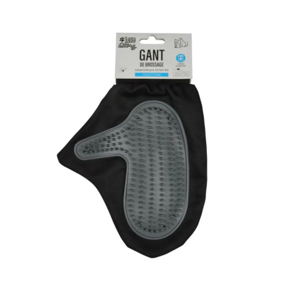 PARIS PRIX - Gant de brossage pour chien & chat "1 face" 24cm noir