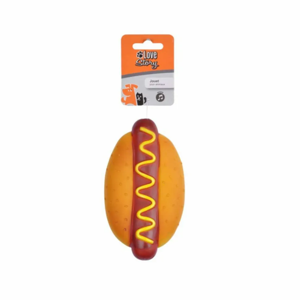 PARIS PRIX - Jouet pour chien "hot dog" 15cm orange