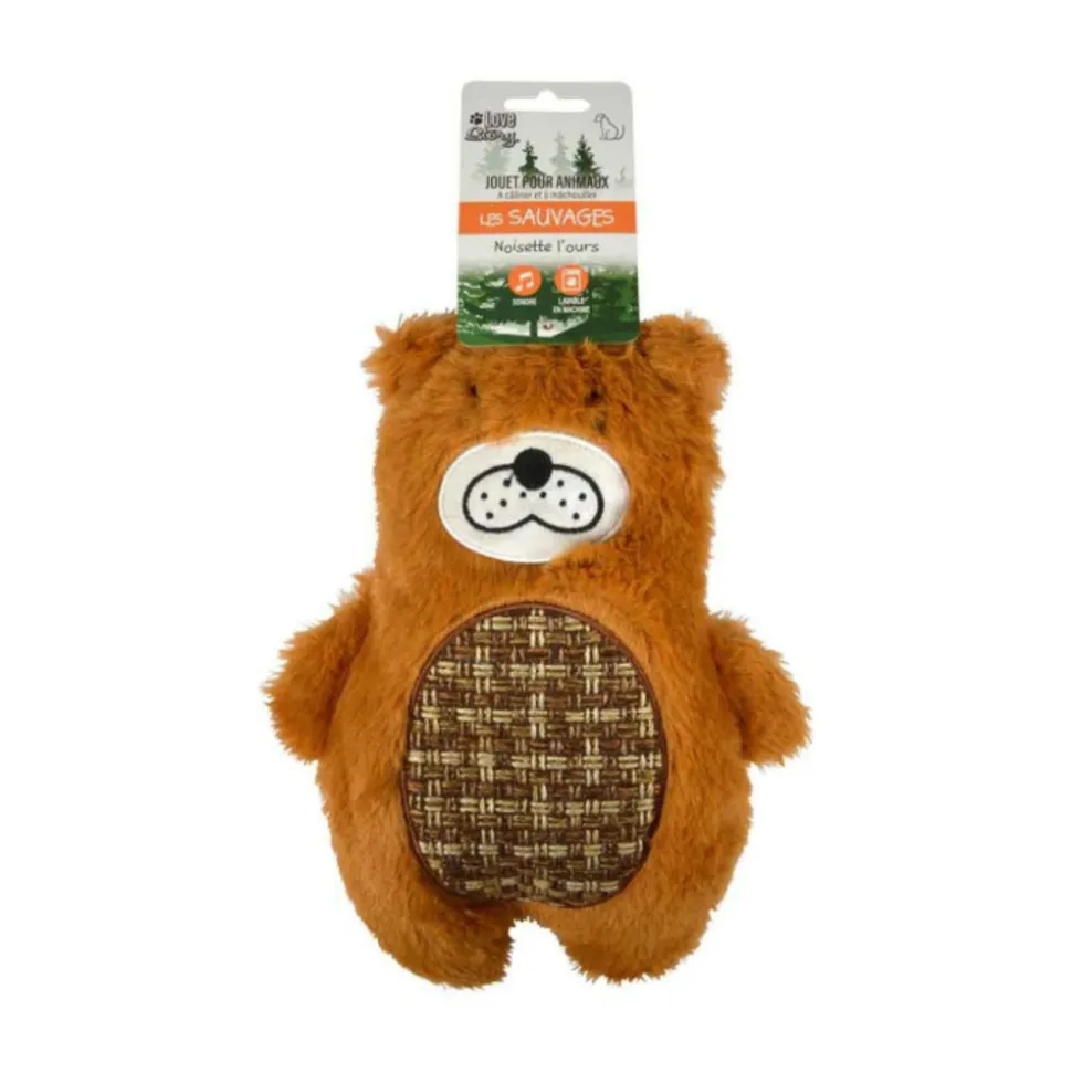 PARIS PRIX - Jouet pour chien sonore "noisette l'ours" 28cm brun