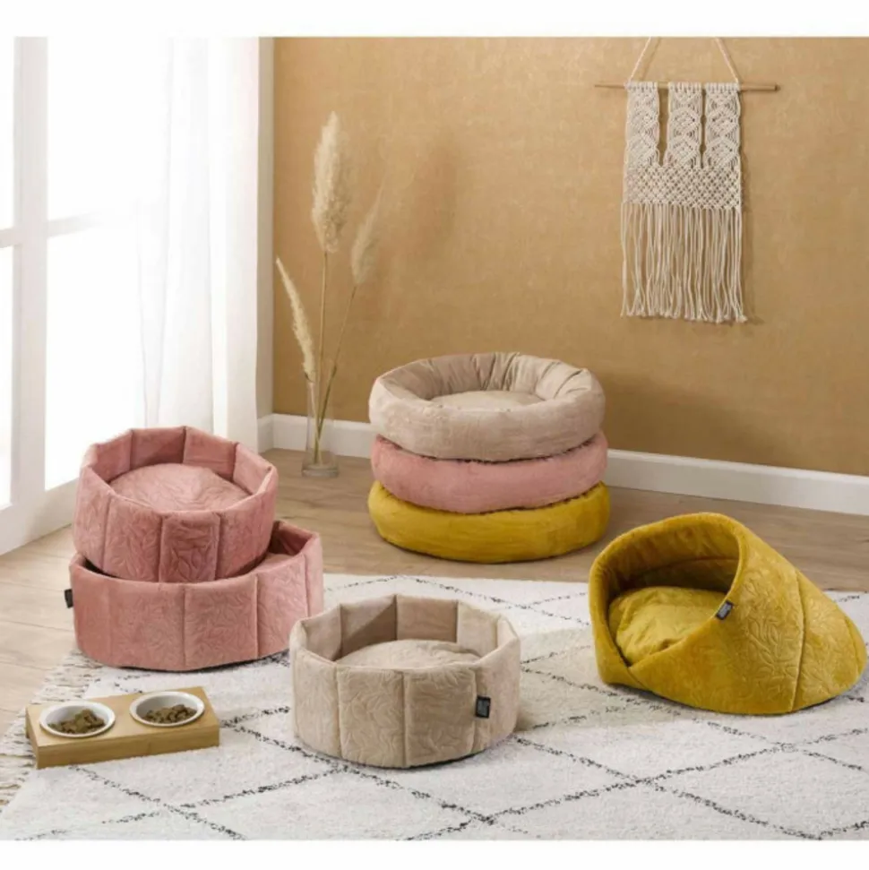 PARIS PRIX - Niche pour chien & chat "boho" 50cm bois de rose