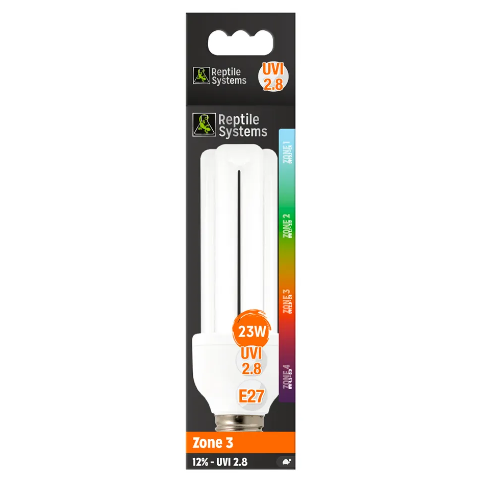 REPTILE SYSTEMS - Lampe compacte pour terrarium Zone 3 - 12% - UVI 2.8 - 23W - E27