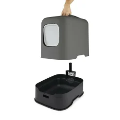 ROTHO - - maison toilette pour chat 50 x 38x 40 cm - bac a litiere - anthracite