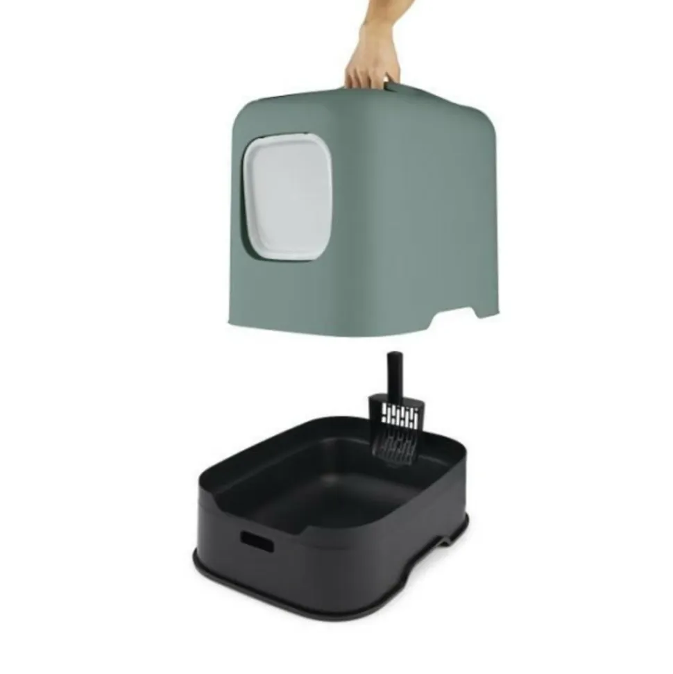 ROTHO - - maison toilette pour chat 51 x 39 x 40 cm - bac a litiere - vert de gui