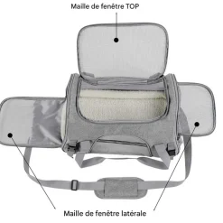 Sac à dos de chat portable et respirant pour sorties noir grand downypaws