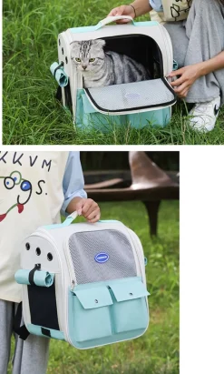 Sac à dos pour chat mcboson blanc, pratique anti-griffes, bonne ventilation