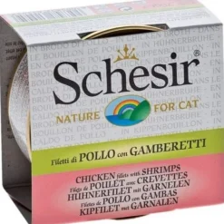 SCHESIR - Pâtée en boîte chat 0.07kg 70g poulet crevettes