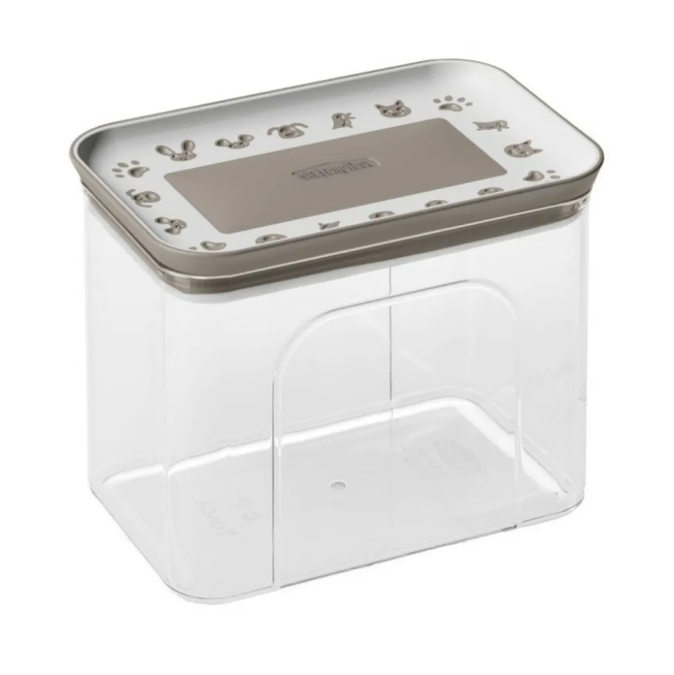 STEFANPLAST - Boite à friandises hermétique taupe 1.2 litres pour chien ou chat