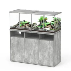 TERRATLANTIS - Terrarium et Meuble avec portes Béton L.118xP.45xH.45cm