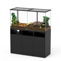 TERRATLANTIS - Terrarium et Meuble avec portes Noir L.118xP.45xH.60cm