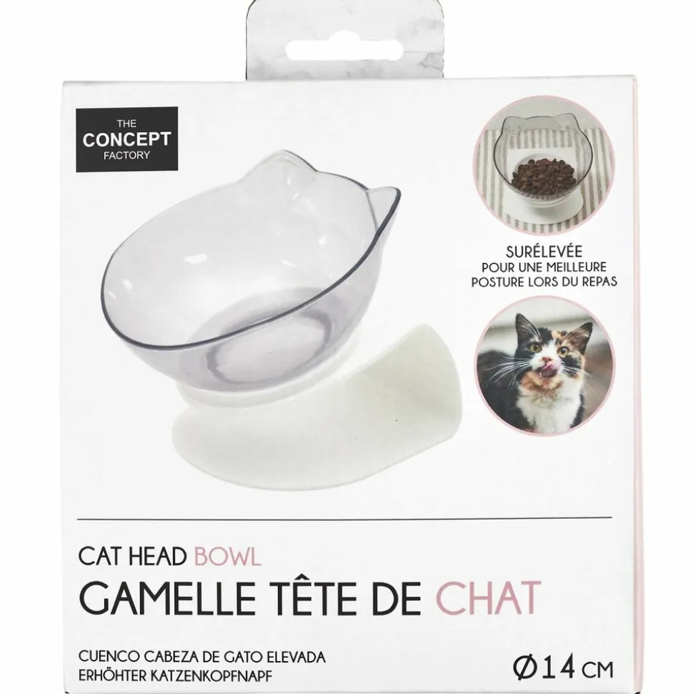 THE CONCEPT FACTORY - Gamelle tête de chat surélevée - blanc