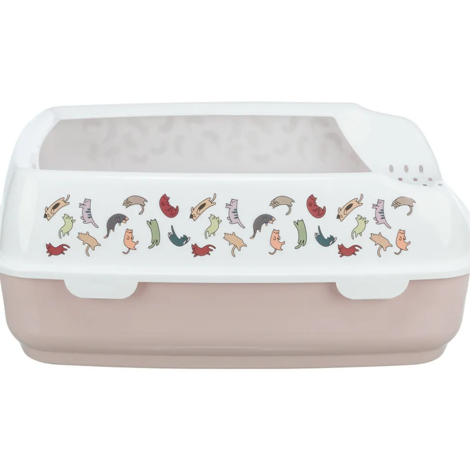 TRIXIE - Bac à litière delio rose et blanche 49.5 x 38 x 20 cm pour chat