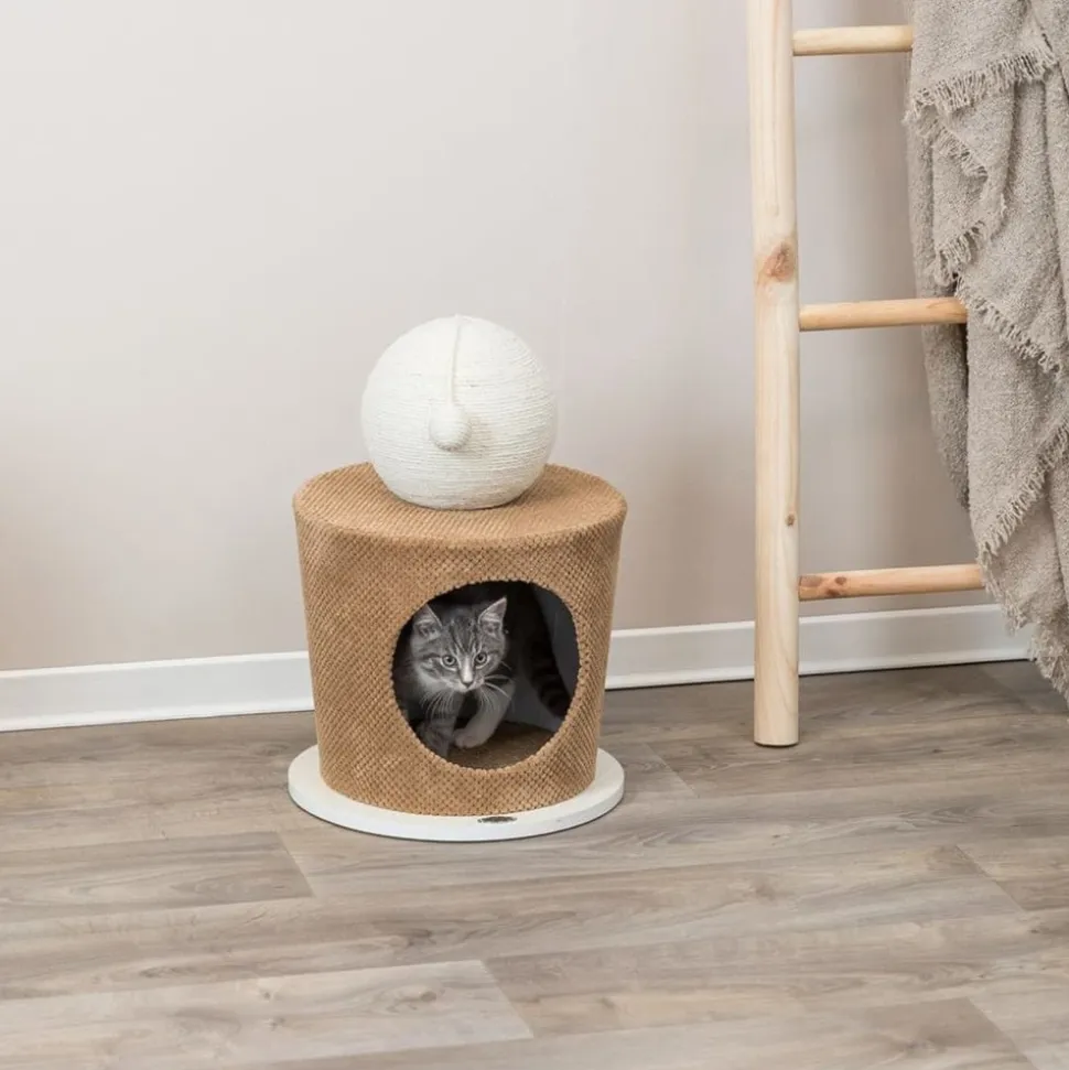 TRIXIE - Grotte pour chat avec balle à gratter 36x50 cm taupe