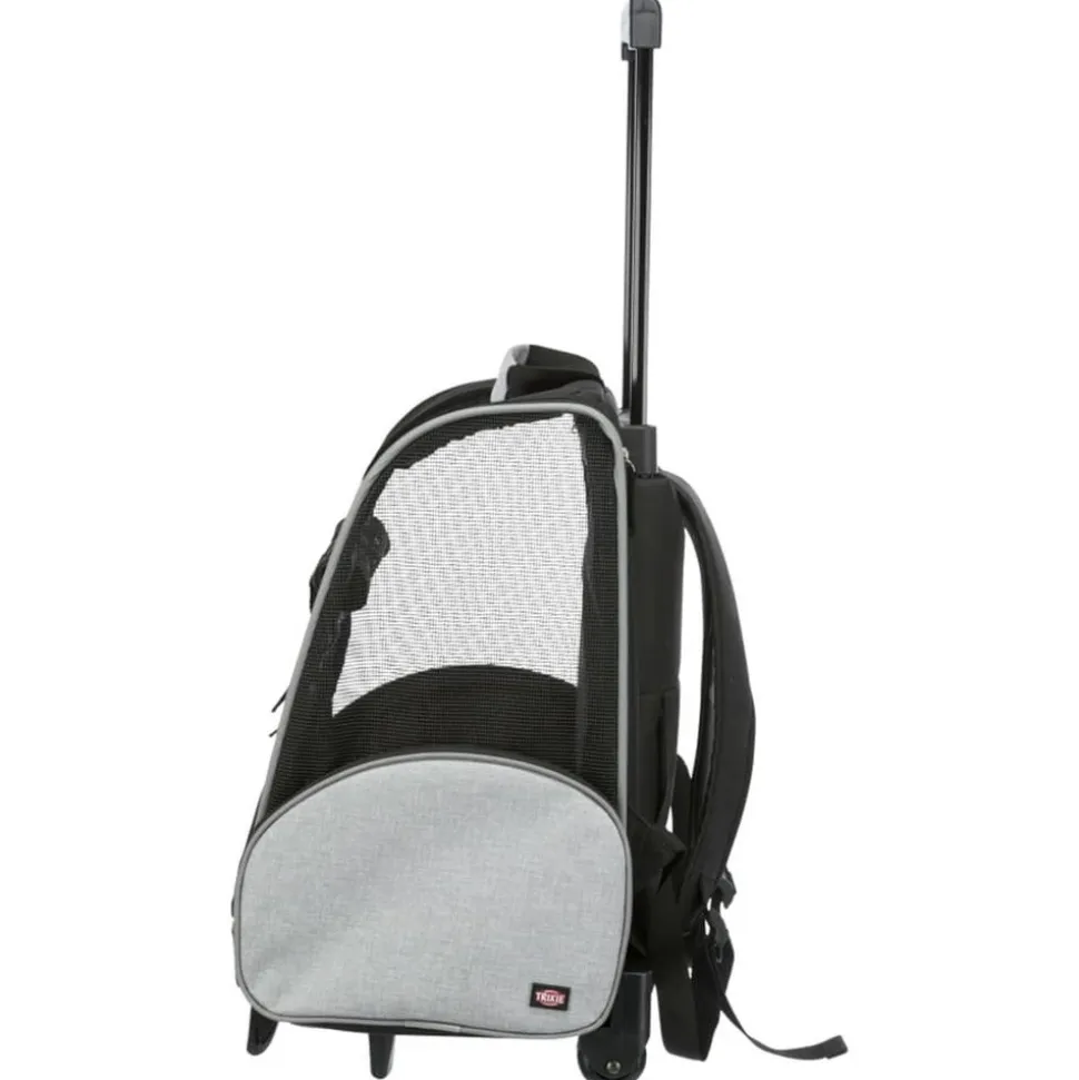 TRIXIE - Sac à dos à roulettes pour animaux de compagnie noir et gris