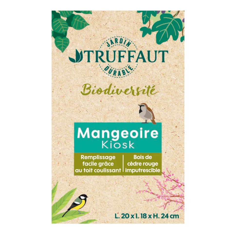 TRUFFAUT BIODIVERSITÉ - Mangeoire Kiosk en bois pour oiseaux du jardin
