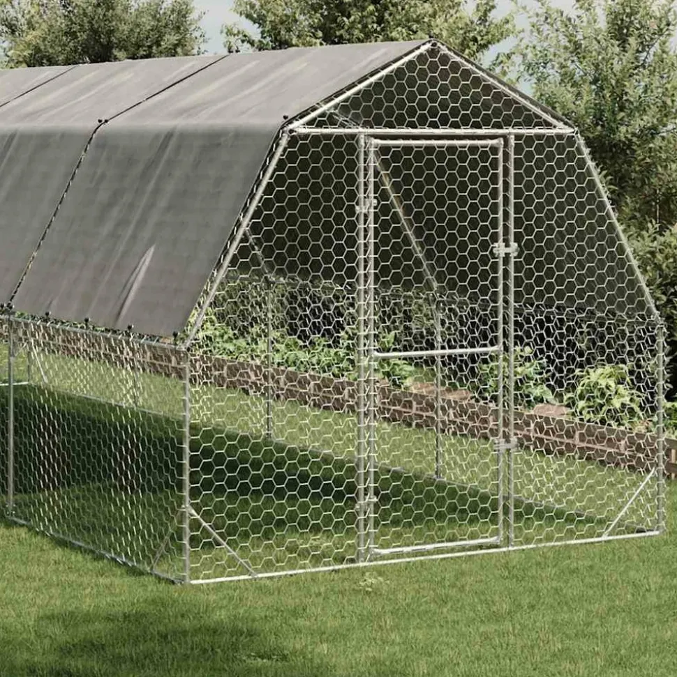 VIDAXL - Poulailler avec toit 2,5x8x2,25 m acier galvanisé