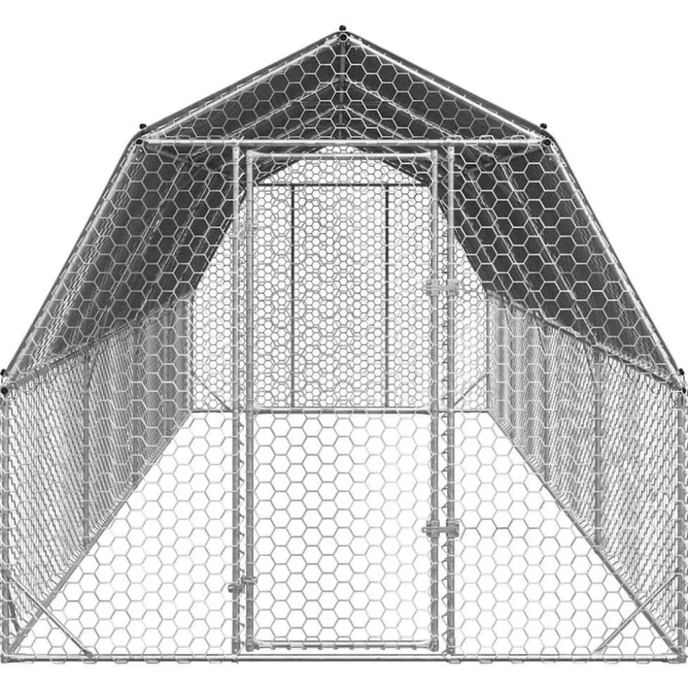 VIDAXL - Poulailler avec toit 2,5x8x2,25 m acier galvanisé