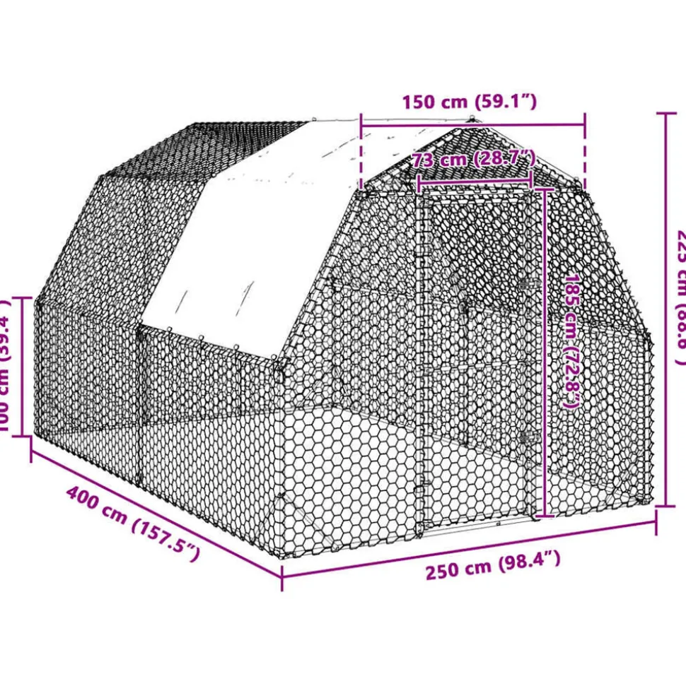 VIDAXL - Poulailler avec toit 2,5x4x2,25 m acier galvanisé