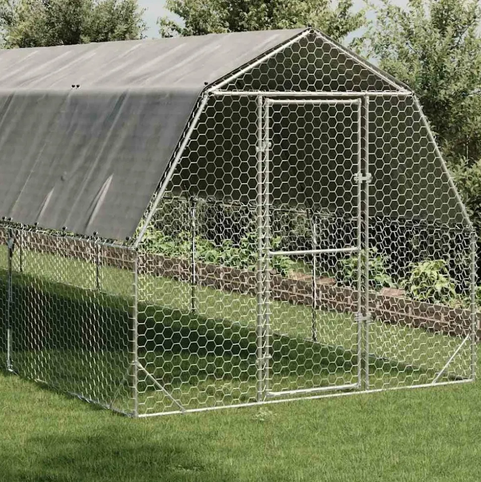 VIDAXL - Poulailler avec toit 2,5x10x2,25 m acier galvanisé