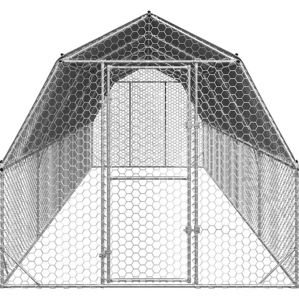 VIDAXL - Poulailler avec toit 2,5x10x2,25 m acier galvanisé