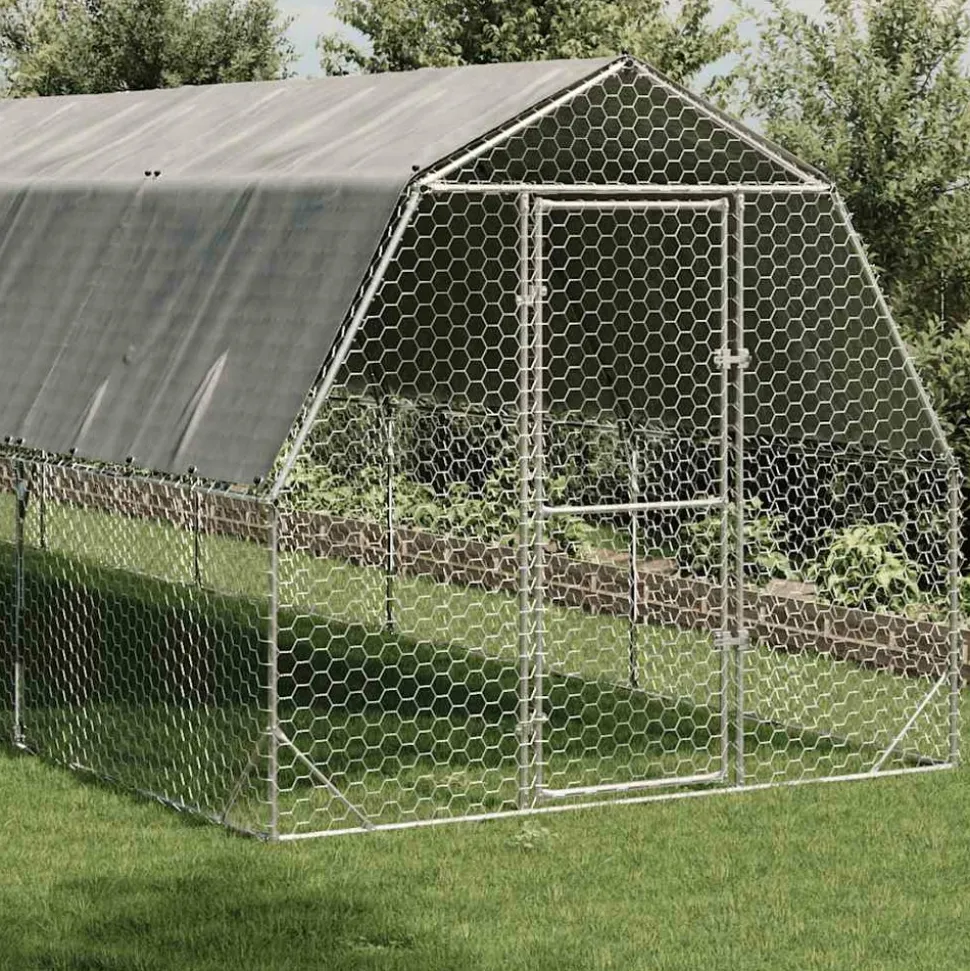 VIDAXL - Poulailler avec toit 2,5x6x2,25 m acier galvanisé