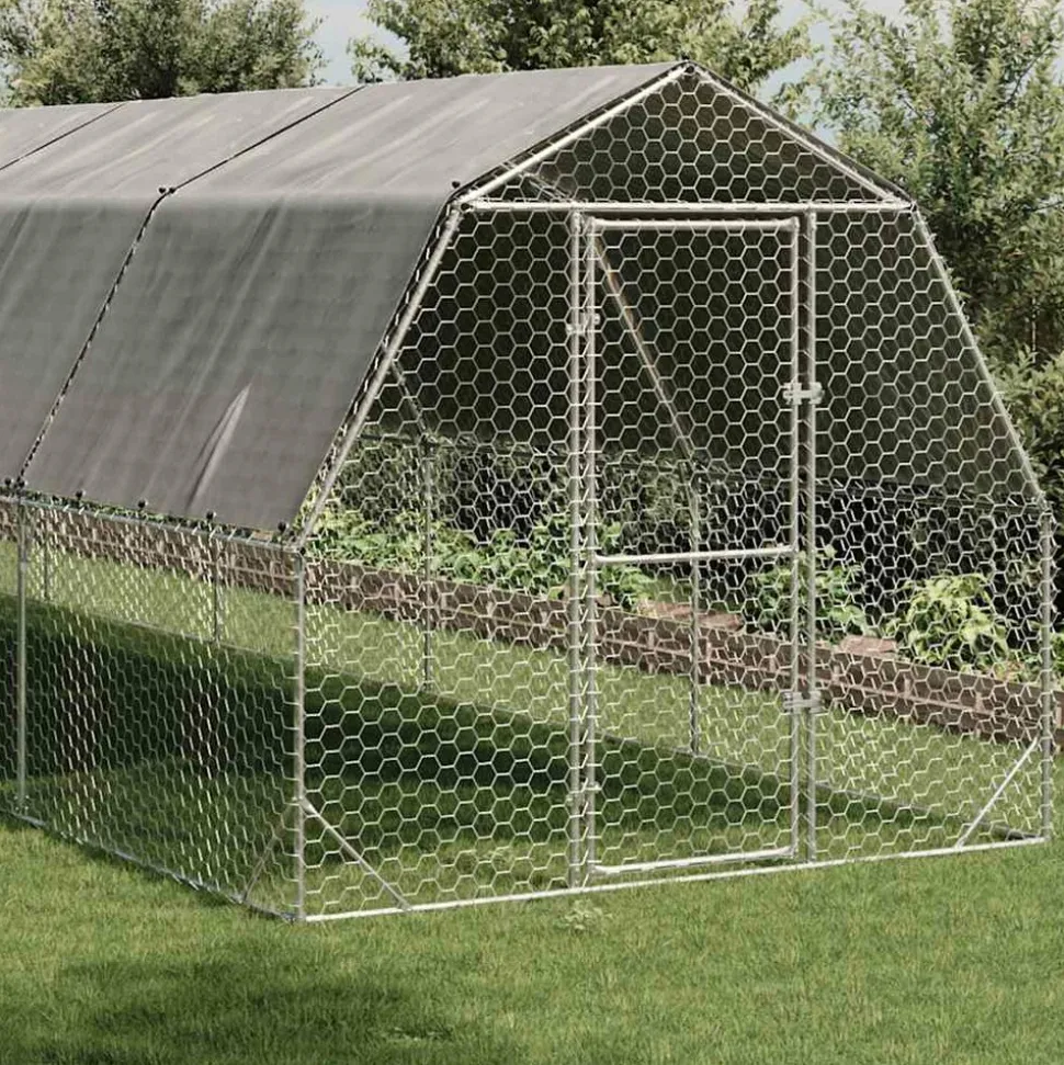 VIDAXL - Poulailler avec toit 2,5x12x2,25 m acier galvanisé