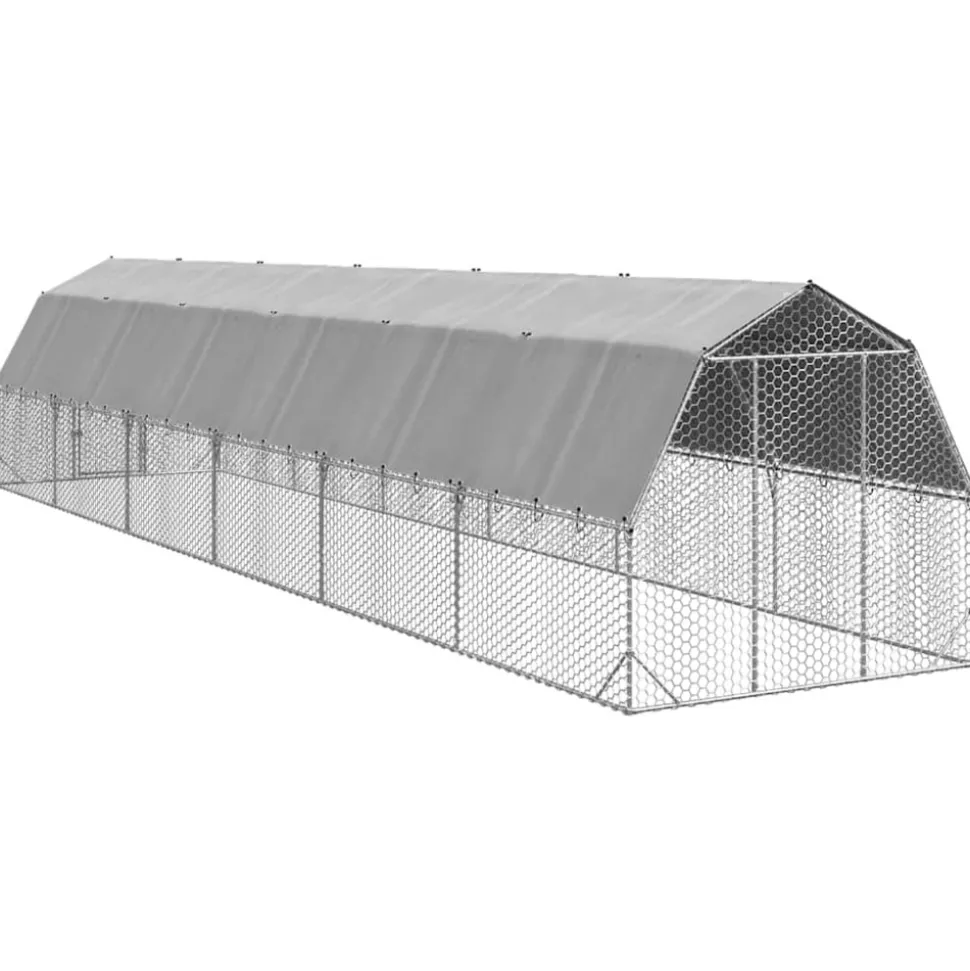 VIDAXL - Poulailler avec toit 2,5x12x2,25 m acier galvanisé