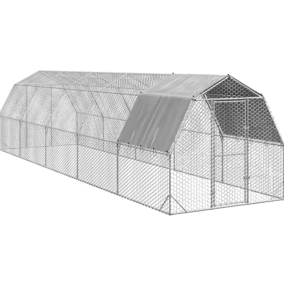 VIDAXL - Poulailler avec toit 2,5x10x2,25 m acier galvanisé