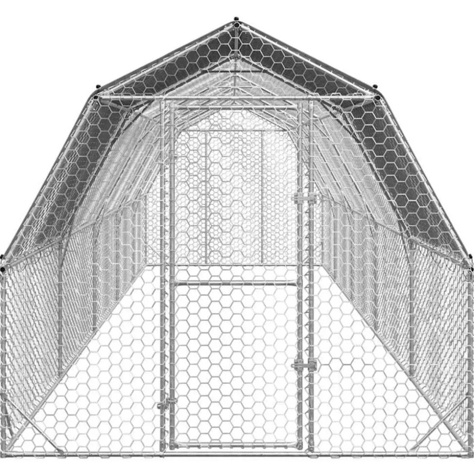 VIDAXL - Poulailler avec toit 2,5x10x2,25 m acier galvanisé