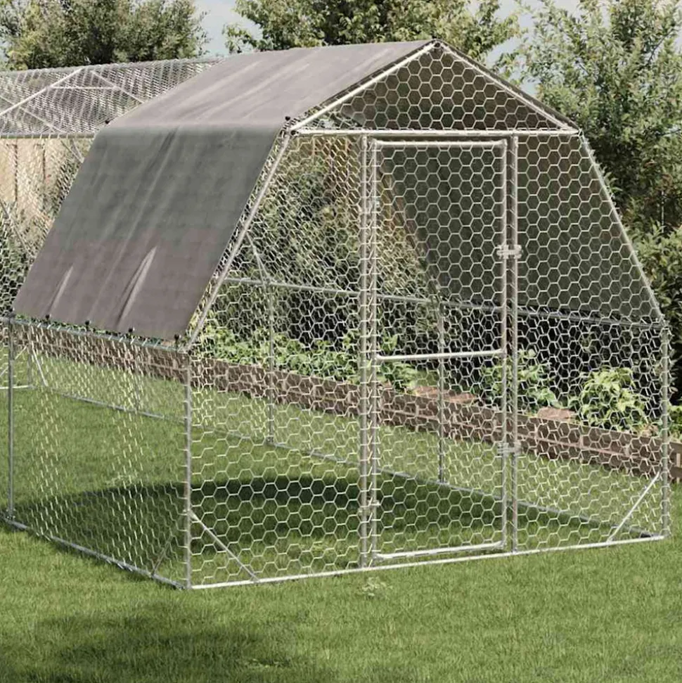 VIDAXL - Poulailler avec toit 2,5x8x2,25 m acier galvanisé