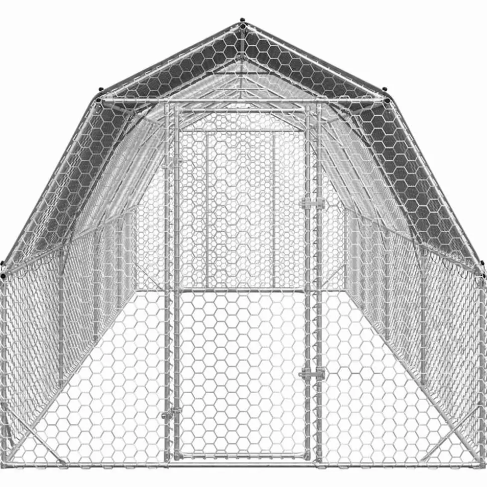 VIDAXL - Poulailler avec toit 2,5x8x2,25 m acier galvanisé