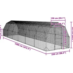 VIDAXL - Poulailler 2,5x12x2,25 m acier galvanisé