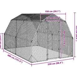 VIDAXL - Poulailler 2,5x4x2,25 m acier galvanisé