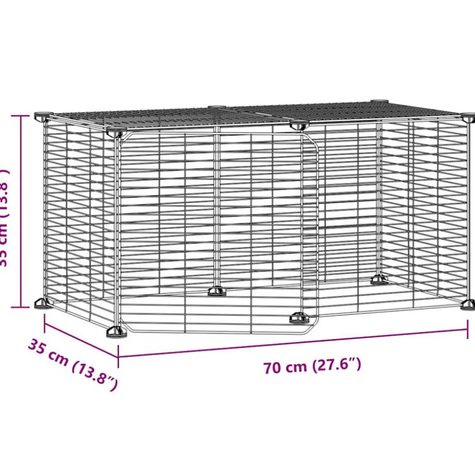 VIDAXL - Cage animaux de compagnie à 8 panneaux et porte noir 35x35 cm