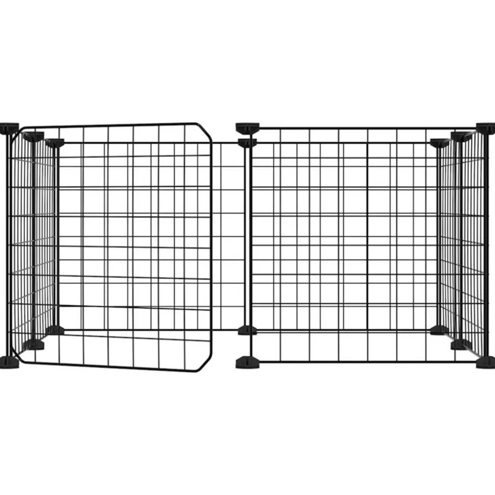 VIDAXL - Cage animaux de compagnie à 8 panneaux et porte noir 35x35 cm