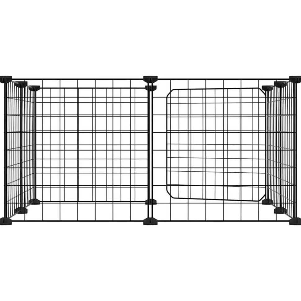VIDAXL - Cage animaux de compagnie à 8 panneaux et porte noir 35x35 cm