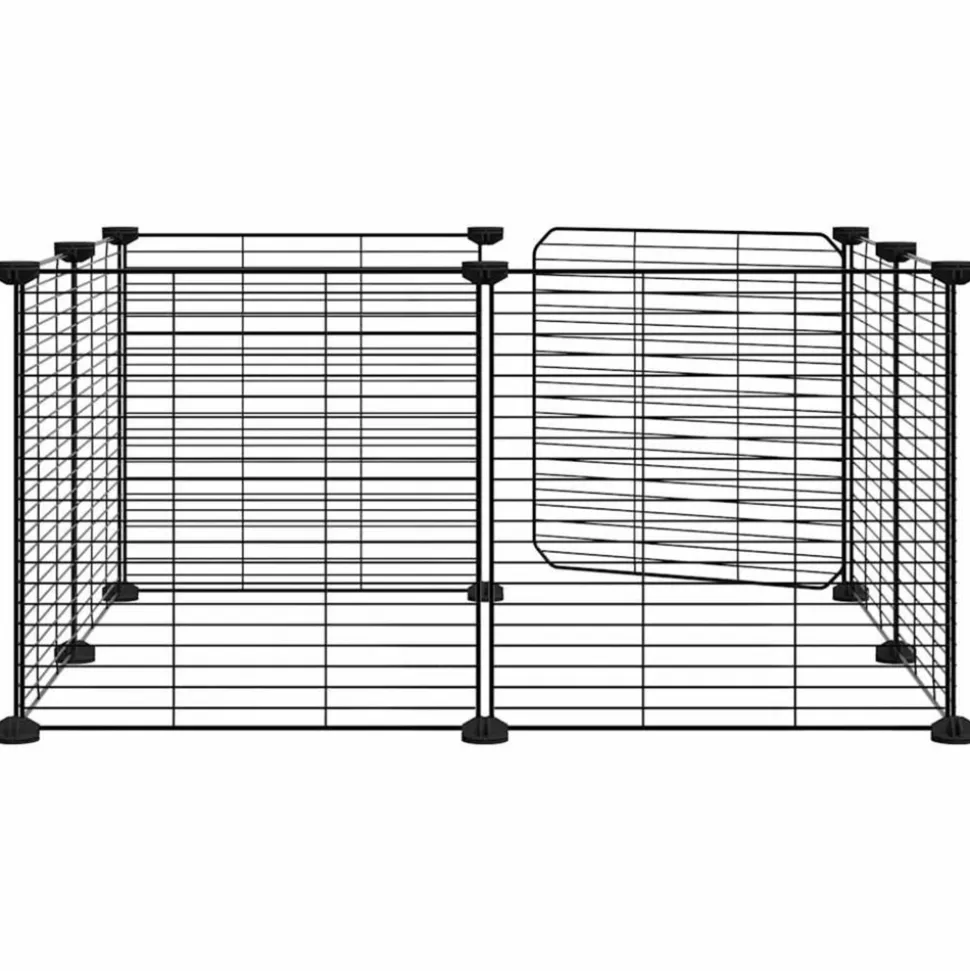 VIDAXL - Cage animaux de compagnie à 8 panneaux et porte noir 35x35 cm
