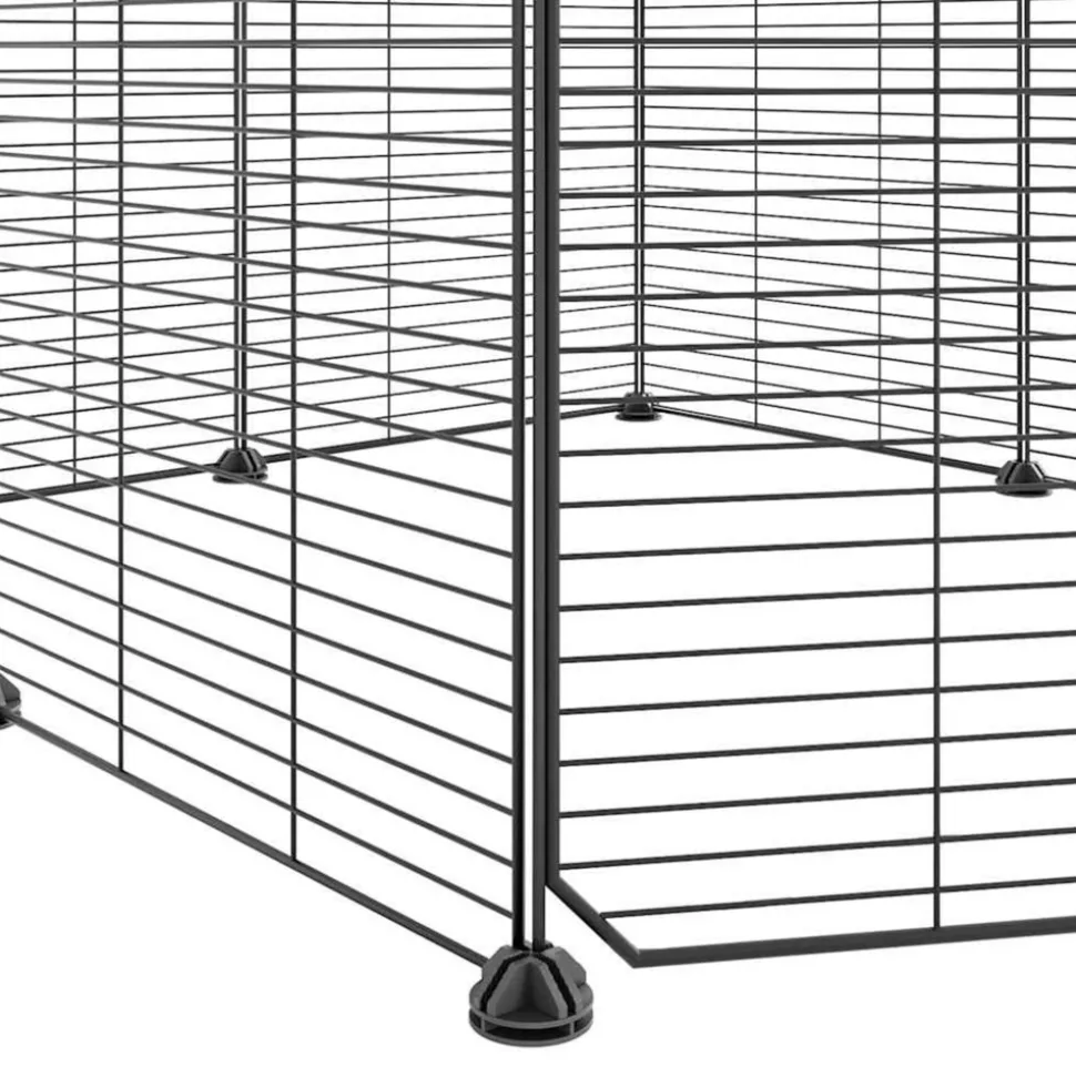 VIDAXL - Cage animaux de compagnie à 8 panneaux et porte noir 35x35 cm