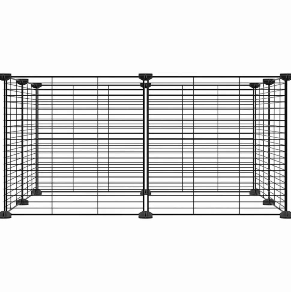 VIDAXL - Cage animaux de compagnie à 8 panneaux noir 35x35 cm acier