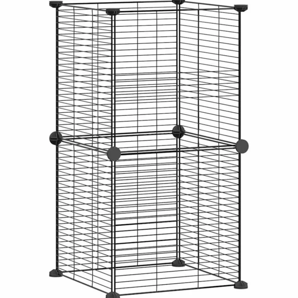 VIDAXL - Cage animaux de compagnie à 8 panneaux noir 35x35 cm acier