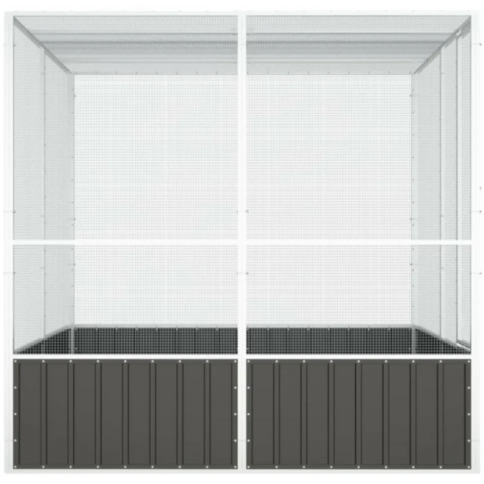 VIDAXL - Cage à oiseaux anthracite 213,5x217,5x211,5 cm acier galvanisé