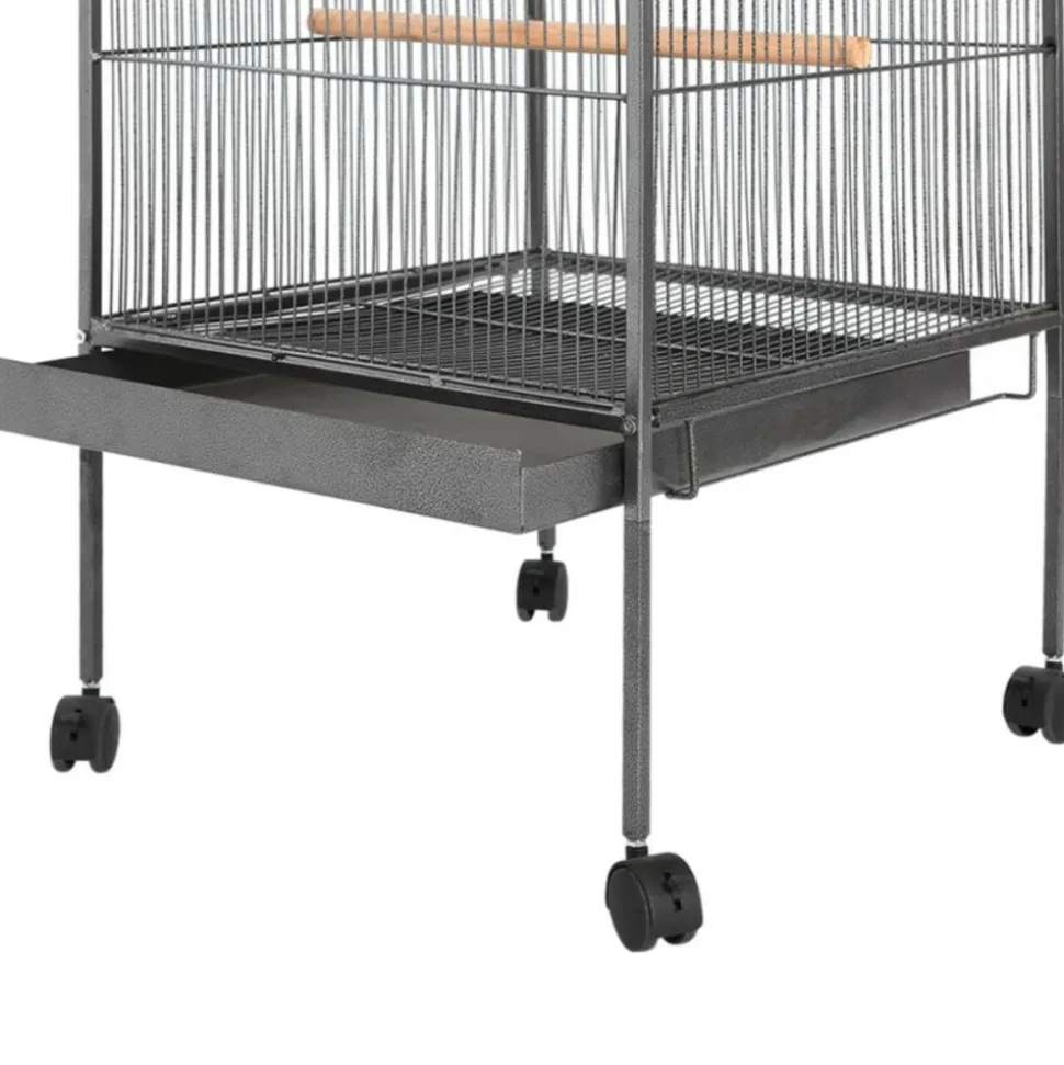 VIDAXL - Cage à oiseaux avec toit acier noir 66 x 66 x 155 cm